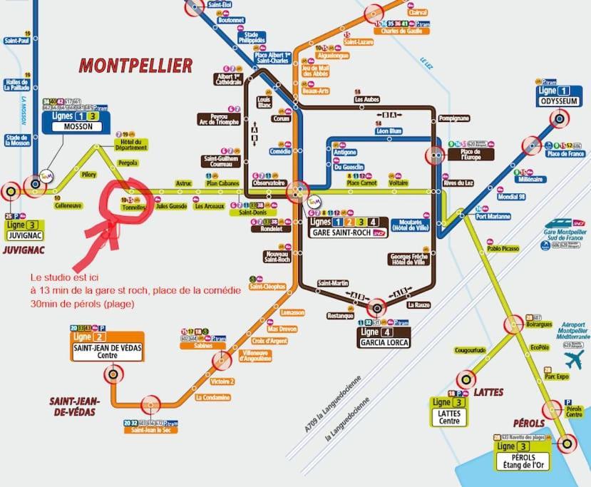 Studio 50M Tram Parking Gratuit 13Min Gare Montpellier Bagian luar foto